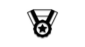Black Medal icon isolated on white background. Winner symbol. 4K Video motion graphic animation.