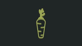Green Carrot icon isolated on black background. 4K Video motion graphic animation .