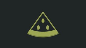 Green Watermelon icon isolated on black background. 4K Video motion graphic animation .