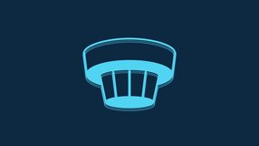 Blue Smoke alarm system icon isolated on blue background. Smoke detector. 4K Video motion graphic animation.