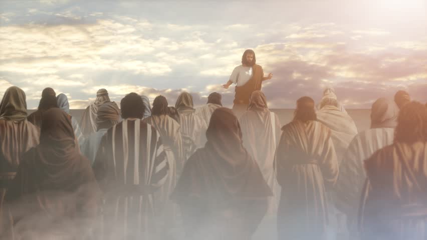 Jesus Christ and Twelve Apostles in Domus Galilaeae Sermon on the Mount 3D render Royalty-Free Stock Footage #1103926279