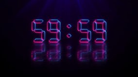 One Hour Neon Digital Negative Countdown Timer. 1 Hour Digital Negative Countdown. Neon One Hour Digital Timer. Ultra HD 4K - Powered by Shutterstock - Get 15% off with code: PIKWIZARD15