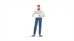 animated cartoon video of man writing notes