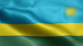 Rwanda Flag video waving in wind. Rwanda Flag Wave Loop waving in wind. Realistic Rwanda Flag background. Rwanda Flag Looping Closeup 1080p Full HD 1920X1080 footage. Rw
