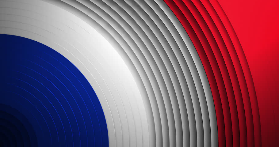 Animation of blue, white and red concentric circles pulsating. France, french flag and patriotism concept digitally generated video.