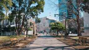 Minato streets in Tokyo, Japan on sunny day