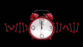 Animation of clock moving over dna strand on black background. Global science and digital interface concept digitally generated video. - Powered by Shutterstock - Get 15% off with code: PIKWIZARD15