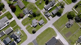 Neighborhood in Gas City, Indiana with drone video moving overhead.