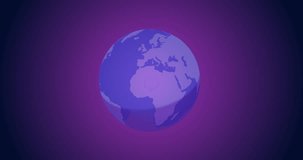 Animation of ai chat and data processing over globe on purple background. Global artificial intelligence, digital interface and data processing concept digitally generated video.