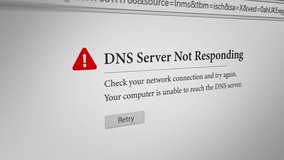 "DNS Server not Responding" Message on Web Browser , Fictitious Data Created Exclusively for This Concept Footage
 - Powered by Shutterstock - Get 15% off with code: PIKWIZARD15