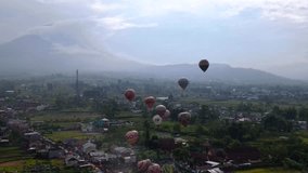 Wonosobo balloon festival in central Java, Indonesia.