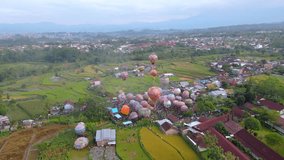 At Wonosobo in central Java, the hot air balloons are ready to take off for the festival.