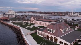 Aerial Drone Footage , Newport, Rhode Island. Atlantic Ocean