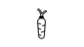 Black Carrot icon isolated on white background. 4K Video motion graphic animation.