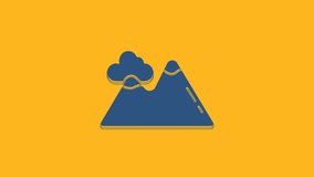 Blue Mountains icon isolated on orange background. Symbol of victory or success concept. 4K Video motion graphic animation.