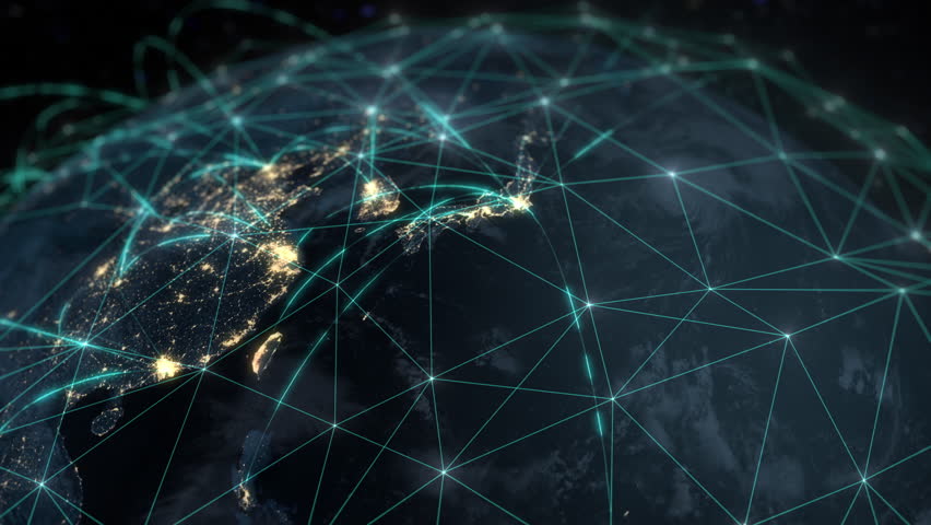 Global Data Grid Connecting the Whole World, From Asia To Europe. Beautiful rotating 3D animation of Planet Earth with Connection and Networks.  | Shutterstock HD Video #1103966811