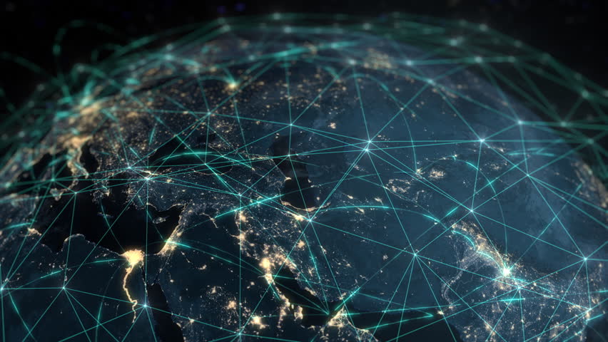 Global Data Grid Connecting the Whole World, From Asia To Europe. Beautiful rotating 3D animation of Planet Earth with Connection and Networks.  | Shutterstock HD Video #1103966811