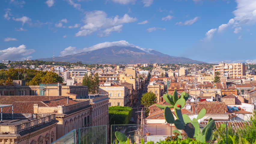 Catania, Sicily, Italy cityscape with Mt. Etna. Royalty-Free Stock Footage #1103973639