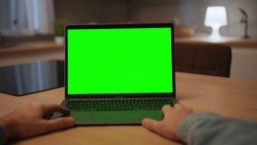 Man hands on laptop keyboard. Footage of unrecognizable businessman typing on keyboard of computer. Man using gadget with green screen. Mockup concept. Chroma key. Modern technology. Indoors - Powered by Shutterstock - Get 15% off with code: PIKWIZARD15