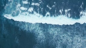 Blue Ocean with Big Waves Water. Aerial View Sea Wave with White Large Curl. Cinematic of Flow High Swell. Above Natural Water Swirl Wind Day. op Shot Abstract Ocean Landscape Background Outdoors 4k - Powered by Shutterstock - Get 15% off with code: PIKWIZARD15