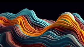 Moving random wavy texture motion video background, Psychedelic wavy animated abstract curved shapes