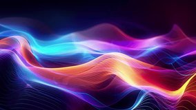 Abstract gradient technology motion video background, creative cyber particles, data stream with lightning, creative liquid backdrop for business purposes