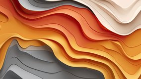 Abstract colored liquid motion video background, layered forms, wave paper cut, multi-layered color fields, multilayered folding graphics, sculptural fluid with slow movement effect