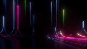 3d animation. Abstract neon background with blue green glowing lines sliding up. Futuristic animated wallpaper - Powered by Shutterstock - Get 15% off with code: PIKWIZARD15