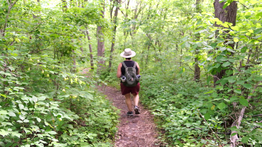 Hiking Trails at Weston Bend Missouri State Park in Platte County - Woman Walking