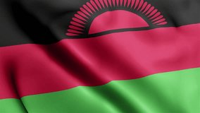 Malawi Flag video waving in wind. Malawi Flag Wave Loop waving in wind. Realistic Malawi Flag background. Malawi Flag Looping Closeup 1080p Full HD 1920X1080 footage. Ma