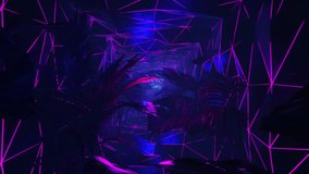 Purple and blue neon lights in a dark jungle with palm trees. Loop animation - Powered by Shutterstock - Get 15% off with code: PIKWIZARD15