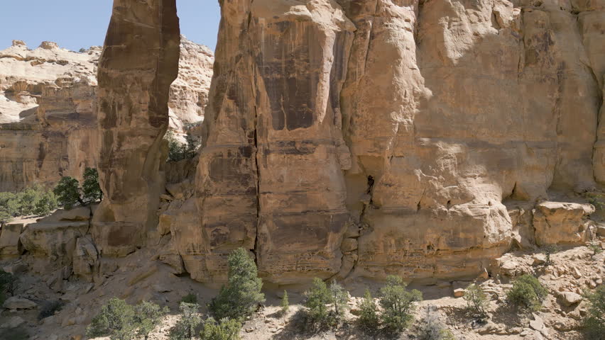 Aerial-Ascending over the iconic Eagle Canyon Arch in the San Rafael Swell a large asymmetric anticline in which sedimentary rocks ranging in age from Pennsylvanian to Cretaceous are exposed