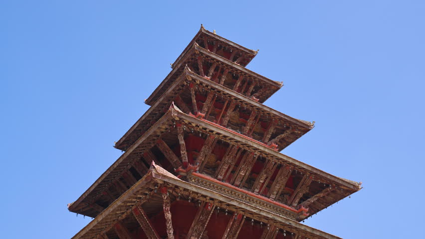 Five story Nyatapola Temple roof, Bhaktapur Durbar Square, the tallest temple in Nepal