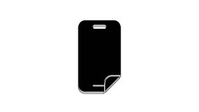 Black Glass screen protector for smartphone icon isolated on white background. Protective film for glass. Transparent soft glass for mobile phone. 4K Video motion graphic animation.