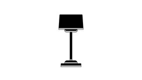 Black Floor lamp icon isolated on white background. 4K Video motion graphic animation.