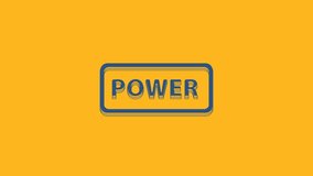 Blue Power button icon isolated on orange background. Start sign. 4K Video motion graphic animation.