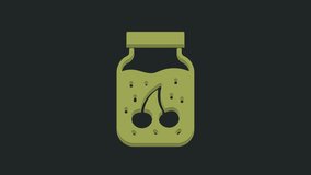 Green Jam jar icon isolated on black background. 4K Video motion graphic animation .