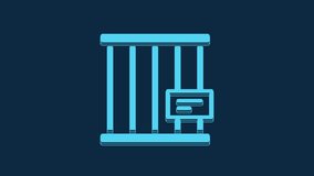 Blue Animal cage icon isolated on blue background. 4K Video motion graphic animation.
