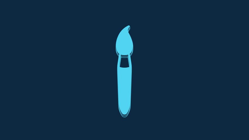 Blue Paint brush icon isolated on blue background. 4K Video motion graphic animation.