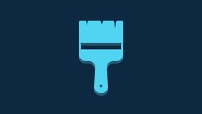Blue Paint brush icon isolated on blue background. 4K Video motion graphic animation.