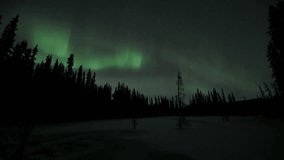 Astonishing, amazing northern lights aurora borealis seen in Yukon Territory, northern Canada. Timelapse video of aurora bands moving across the north sky with green colours. 	 - Powered by Shutterstock - Get 15% off with code: PIKWIZARD15
