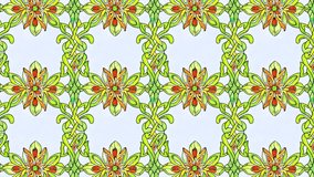 An abstract downward scrolling Art Nouveau floral weave pattern motion graphic background.