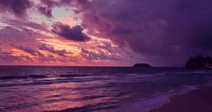 aerial view exotic colorful sky in bright sunset at Kata Noi beach Phuket.
Scene of colorful romantic sky of sunset. Gradient color. Sky texture.
amazing sky of bright sunset in nature and travel conc