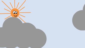 Animation of Smiling Cartoon Sun and Clouds in a Loopable Background