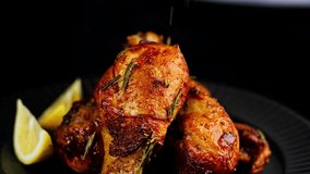 Delicious roast chicken leg video