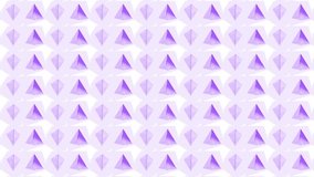 Purple pyramids trinagles rotated pattern textile on white animation background , luxury awards grid gold Memphis backdrop , gold boxes animated wallpaper 4k 
