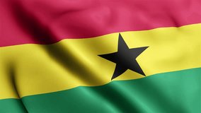Ghana Flag video waving in wind. Ghana Flag Wave Loop waving in wind. Realistic Ghana Flag background. Ghana Flag Looping Closeup 1080p Full HD 1920X1080 footage