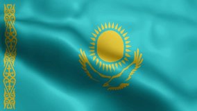Kazakhstan Flag video waving in wind. Kazakhstan Flag Wave Loop waving in wind. Realistic Kazakhstan Flag background. Kazakhstan Flag Looping Closeup 1080p Full HD 1920X1