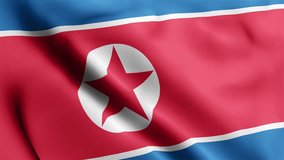 North Korea Flag video waving in wind. North Korea Flag Wave Loop waving in wind. Realistic North Korea Flag background. North Korea Flag Looping Closeup 1080p Full HD 19
