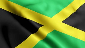Jamaica Flag video waving in wind. Jamaica Flag Wave Loop waving in wind. Realistic Jamaica Flag background. Jamaica Flag Looping Closeup 1080p Full HD 1920X1080 footage.